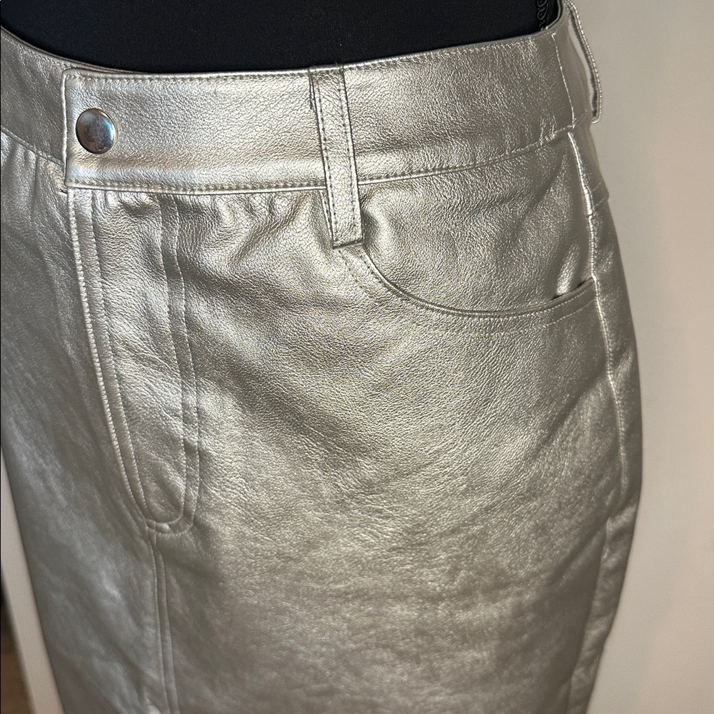 WAYF metallic silver faux leather maxi pencil skirt | size XS| NWT - Picture 6 of 6